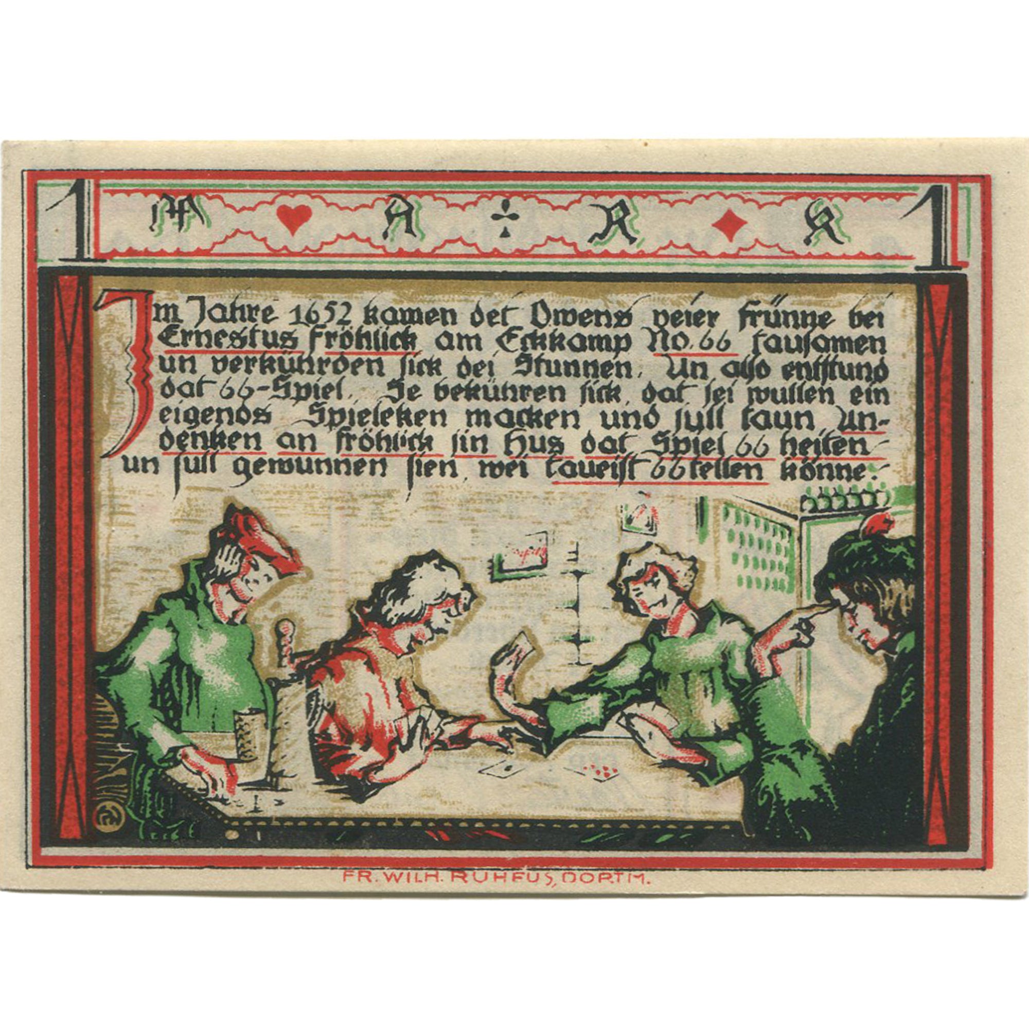 Banknot, Niemcy, Paderborn, 1 Mark, jeu, 1921, 1921-11-10, UNC(63), Mehl:1043.2