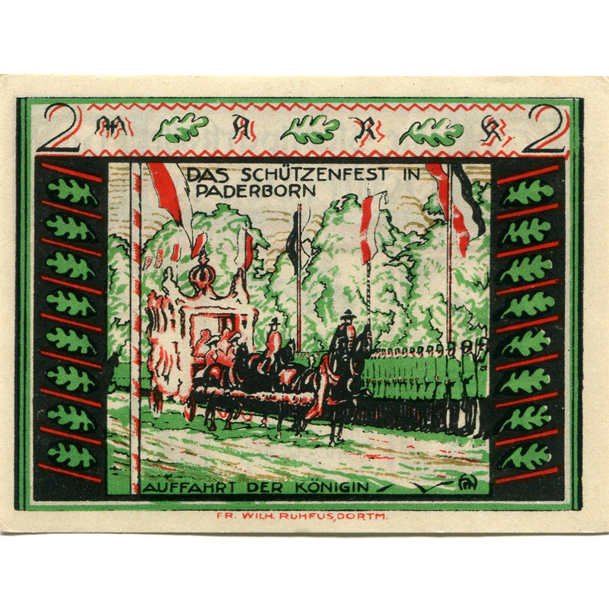 Banknot, Niemcy, Paderborn, 2 Mark, roi, 1921, 1921-11-10, UNC(63), Mehl:1043.2