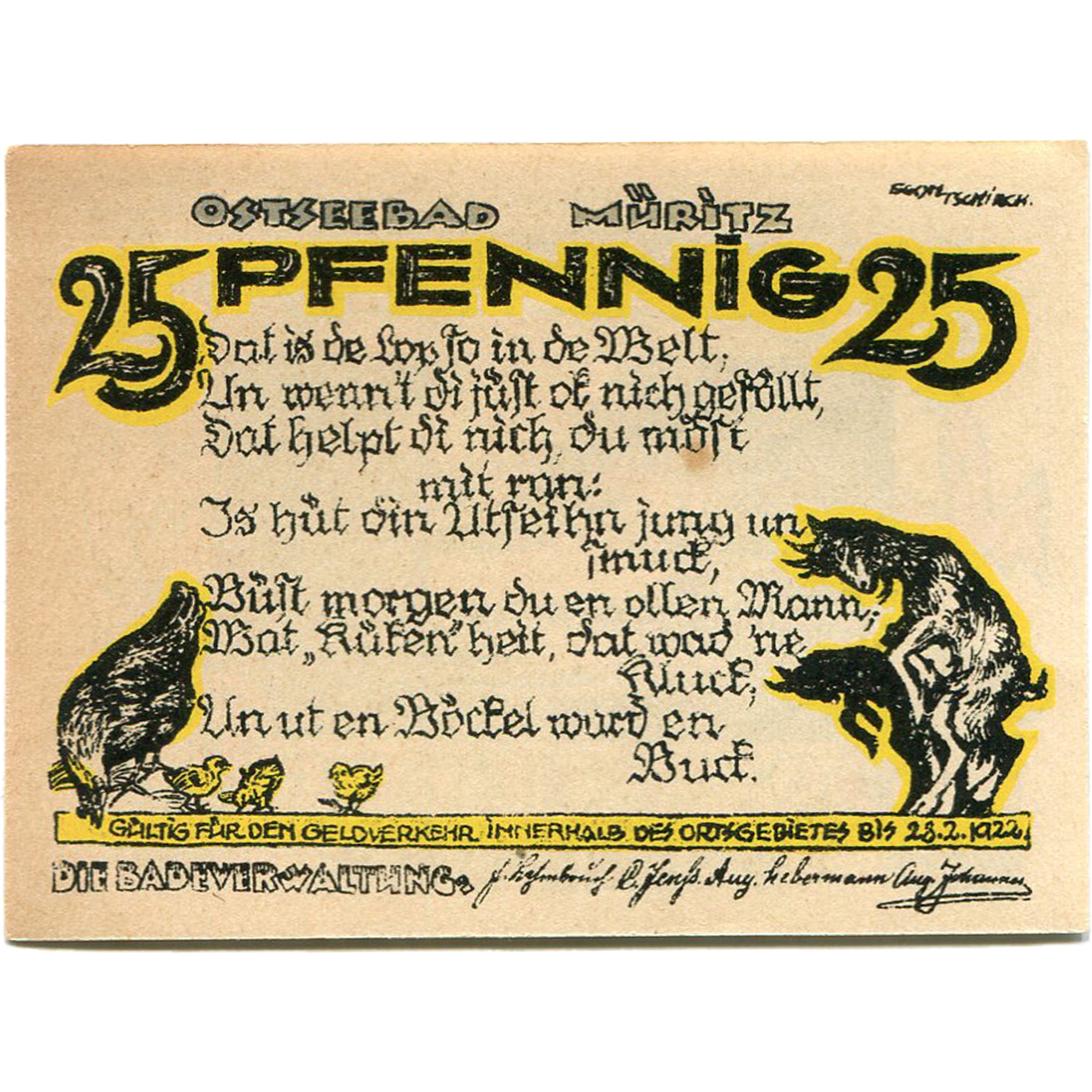 Banconote, Germania, Müritz, 25 Pfennig, mer, 1922, 1922-02-28, SPL, Mehl:920.1