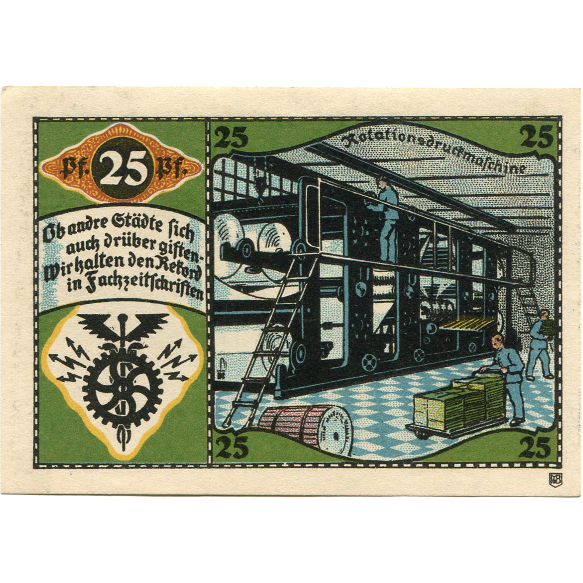 Banconote, Germania, Possneck, 25 Pfennig, Usine, 1921, SPL, Mehl:1066.6