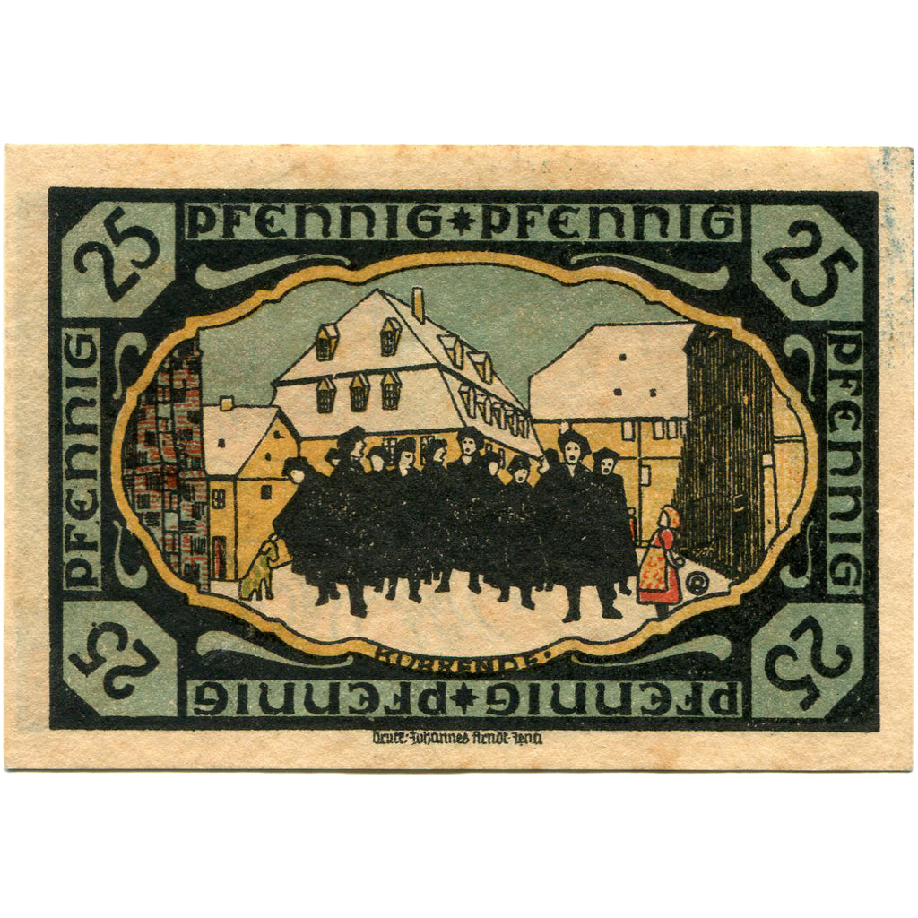 Banknot, Niemcy, Possneck, 25 Pfennig, personnage, 1921, AU(55-58), Mehl:1066.2