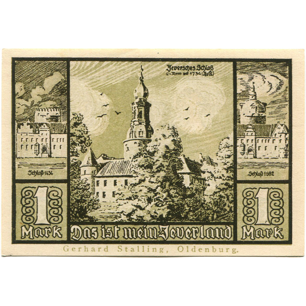 Geldschein, Deutschland, Jever, 1 Mark, Blason, 1922, UNZ-, Mehl:661a.1