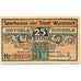Banconote, Germania, Wunstorf, 25 Pfennig, Eglise 1922-12-31, SPL Mehl:1458.2