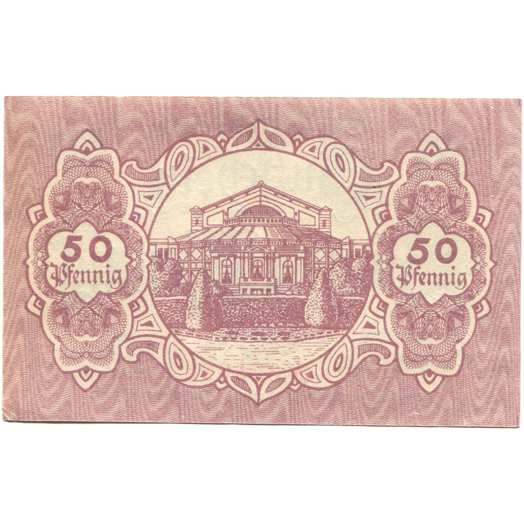 Banknot, Niemcy, Bayreuth, 50 Pfennig, château 1918-10-22, UNC(63) Mehl:B13.1