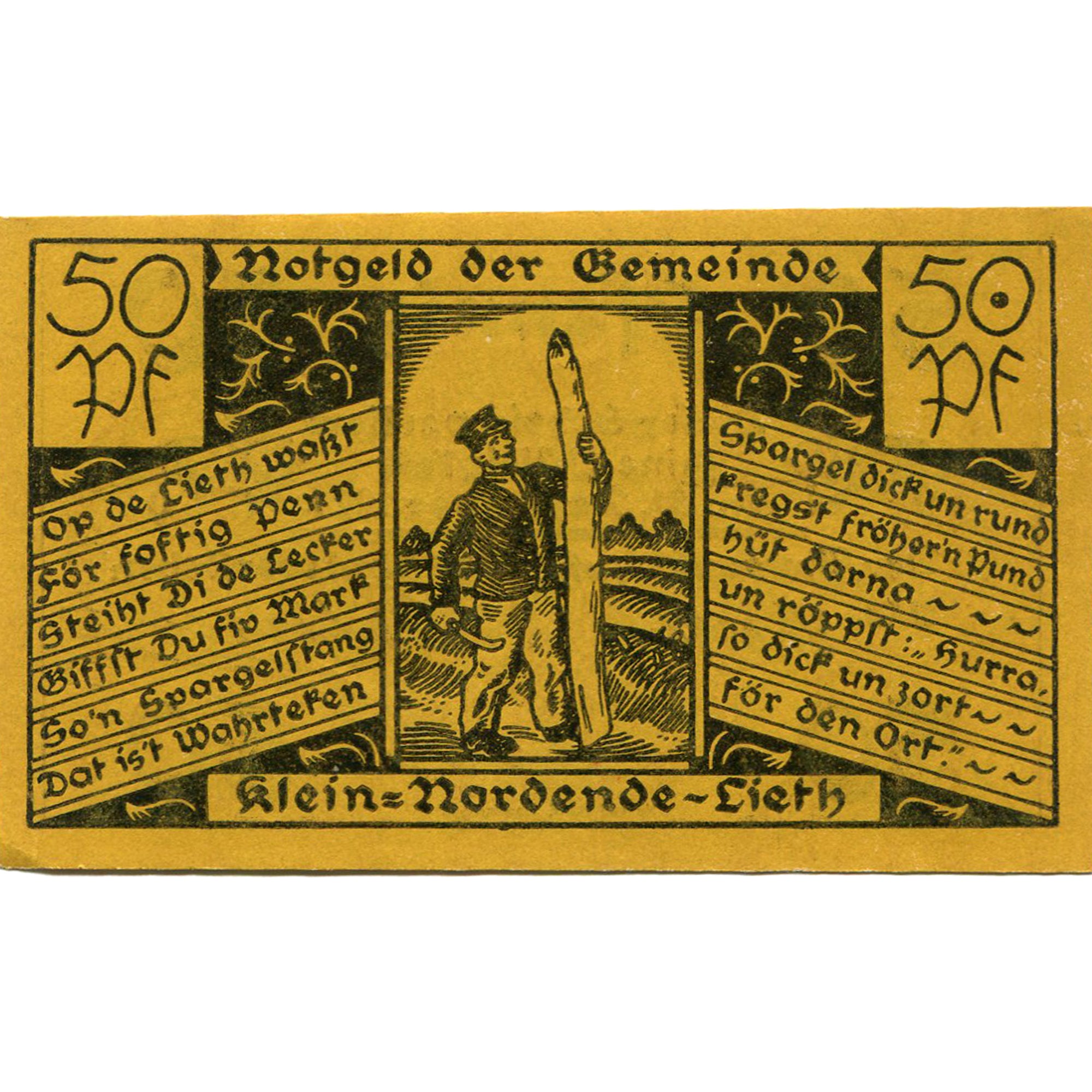 Billete, Alemania, Klein-Nordende-Lieth, 50 Pfennig, champs, 1921 SC Mehl:706.1a