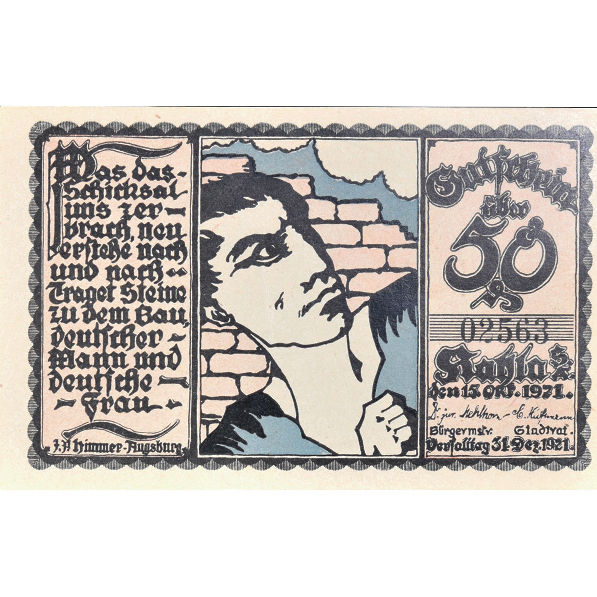 Banknot, Niemcy, Kahla, 50 Pfennig, personnage 1921-12-31, UNC(63) Mehl:668.7