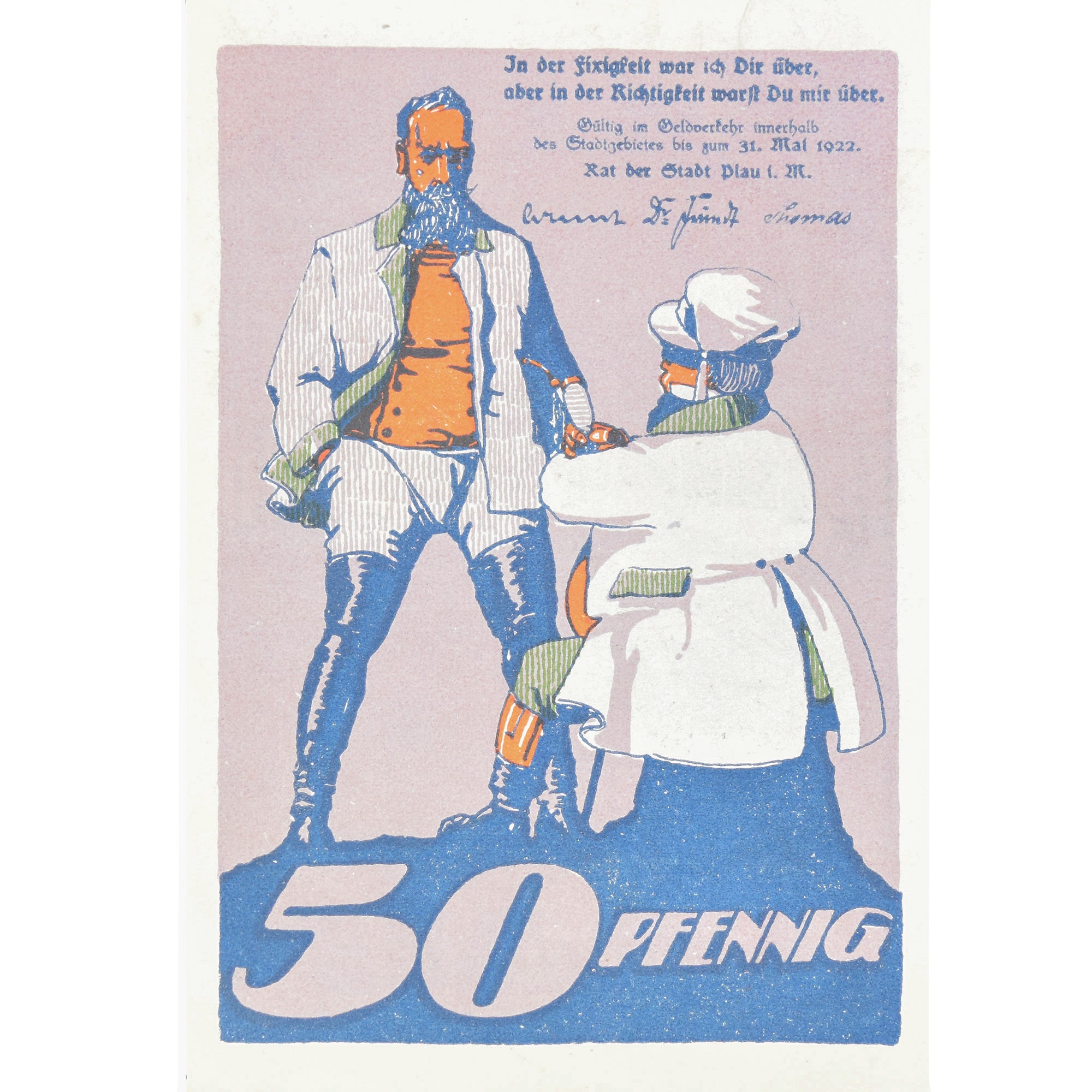 Banknot, Niemcy, Plau, 50 Pfennig, bateau 1922-05-31, UNC(63) Mehl:1061.2