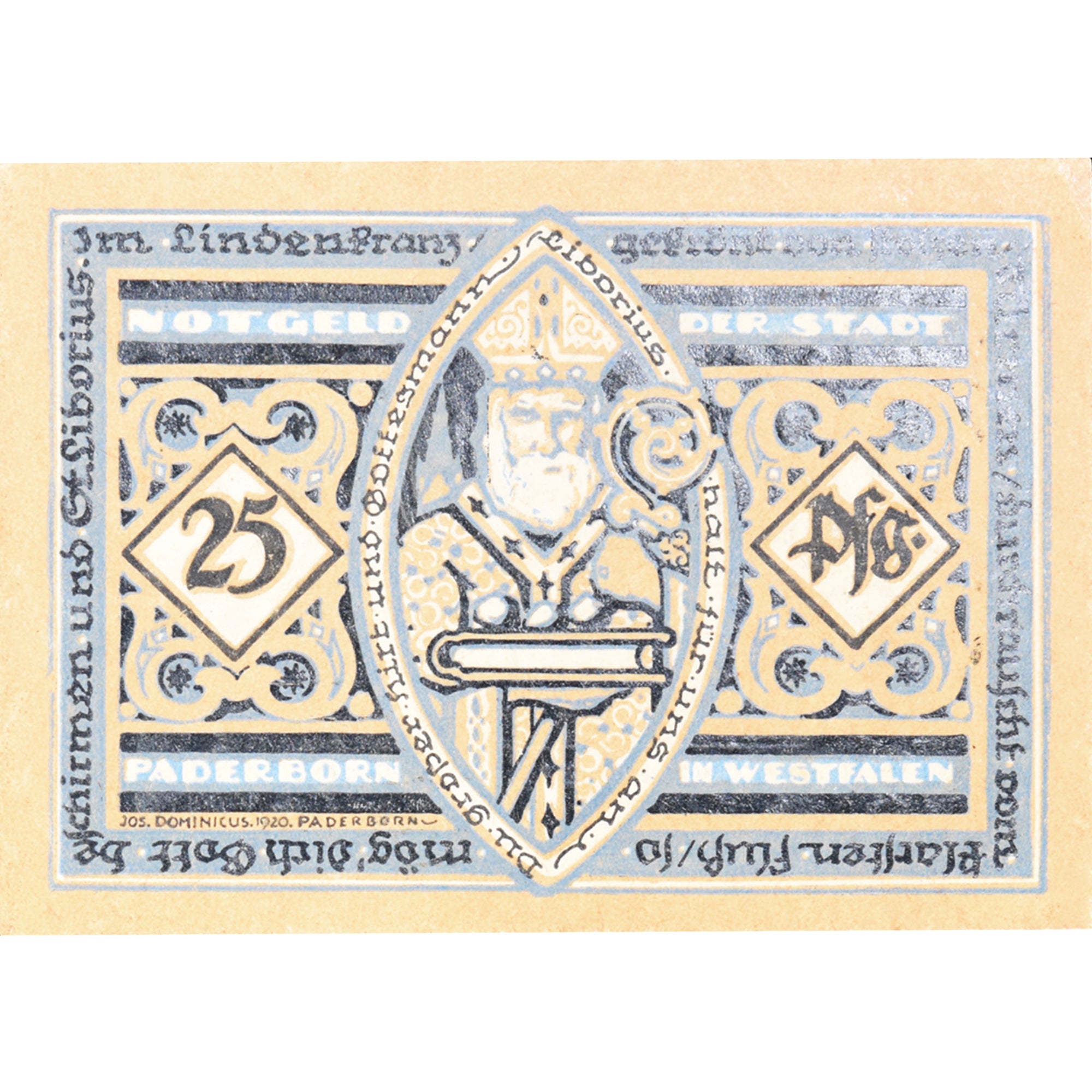 Banknot, Niemcy, Paderborn, 25 Pfennig, roi, 1921, UNC(63), Mehl:1043.1