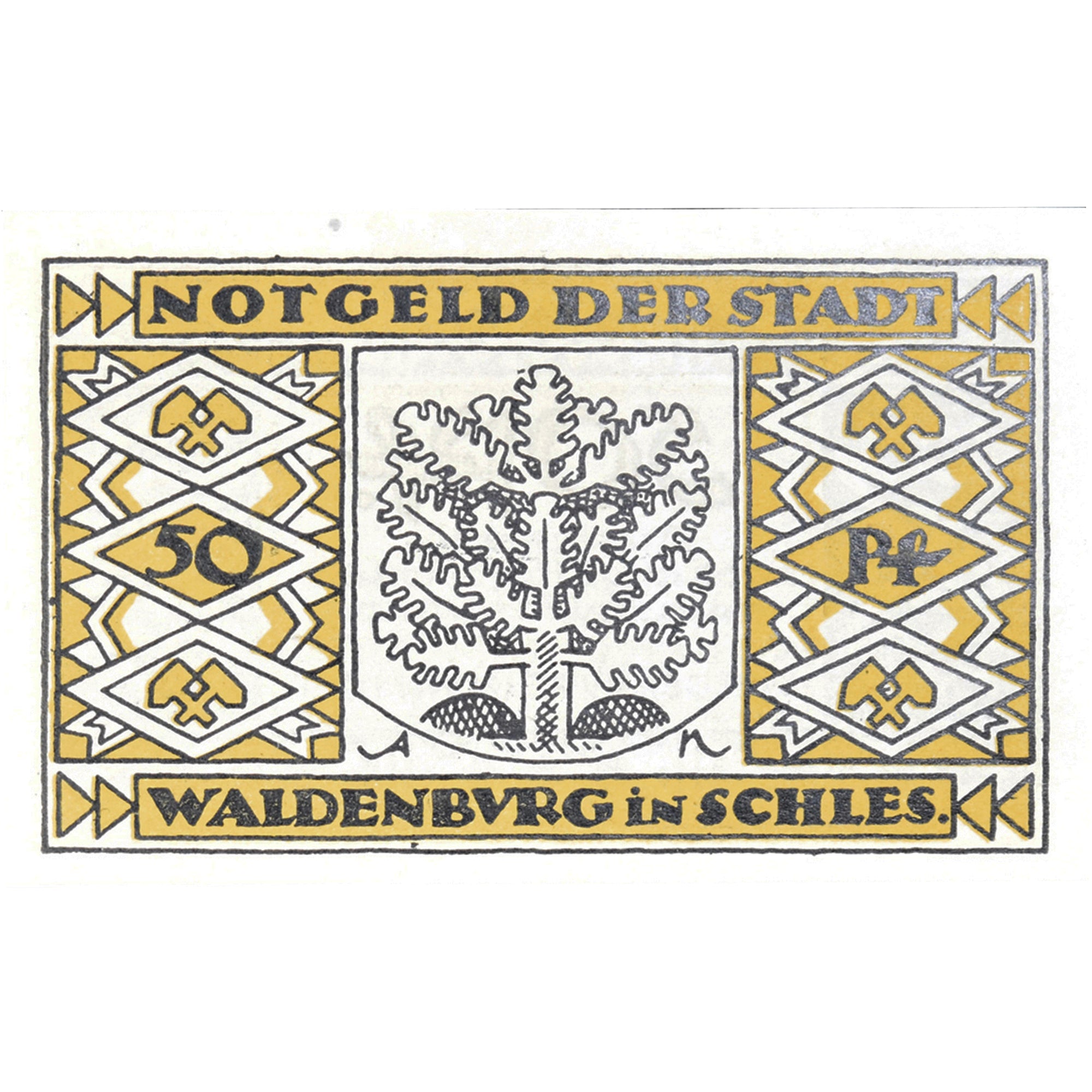 Banknot, Niemcy, Waldenburg, 50 Pfennig, arbre, 1921, UNC(63), Mehl:1371.14