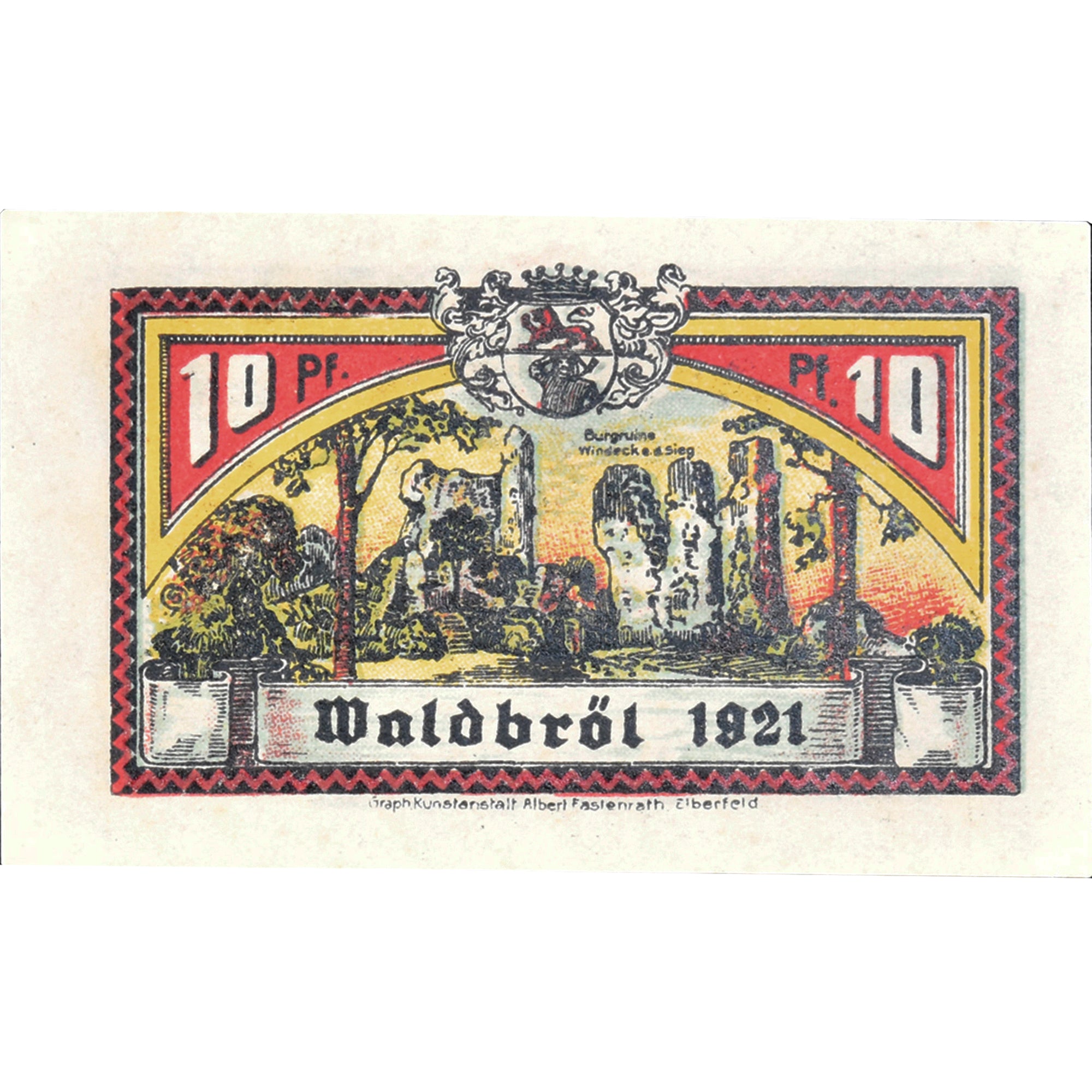 Banconote, Germania, Waldbröl, 10 Pfennig, arbre, 1921, SPL, Mehl:1370.1