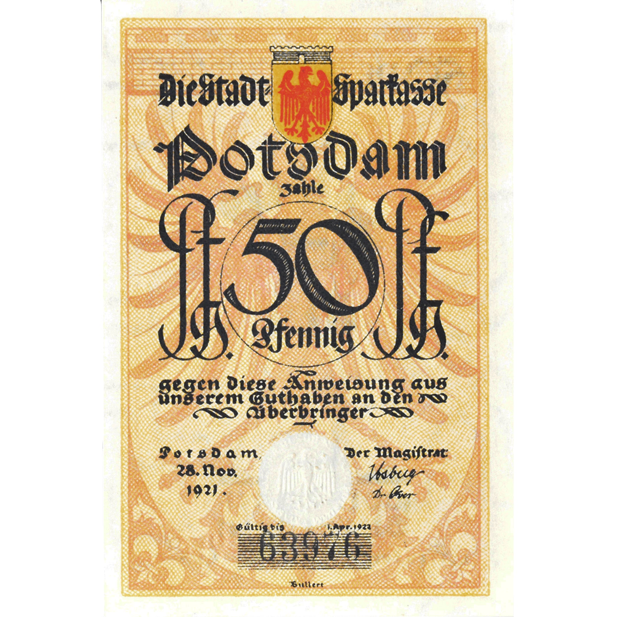Banknot, Niemcy, Potsdam, 50 Pfennig, musicien 1922-04-01, UNC(63) Mehl:1069.1