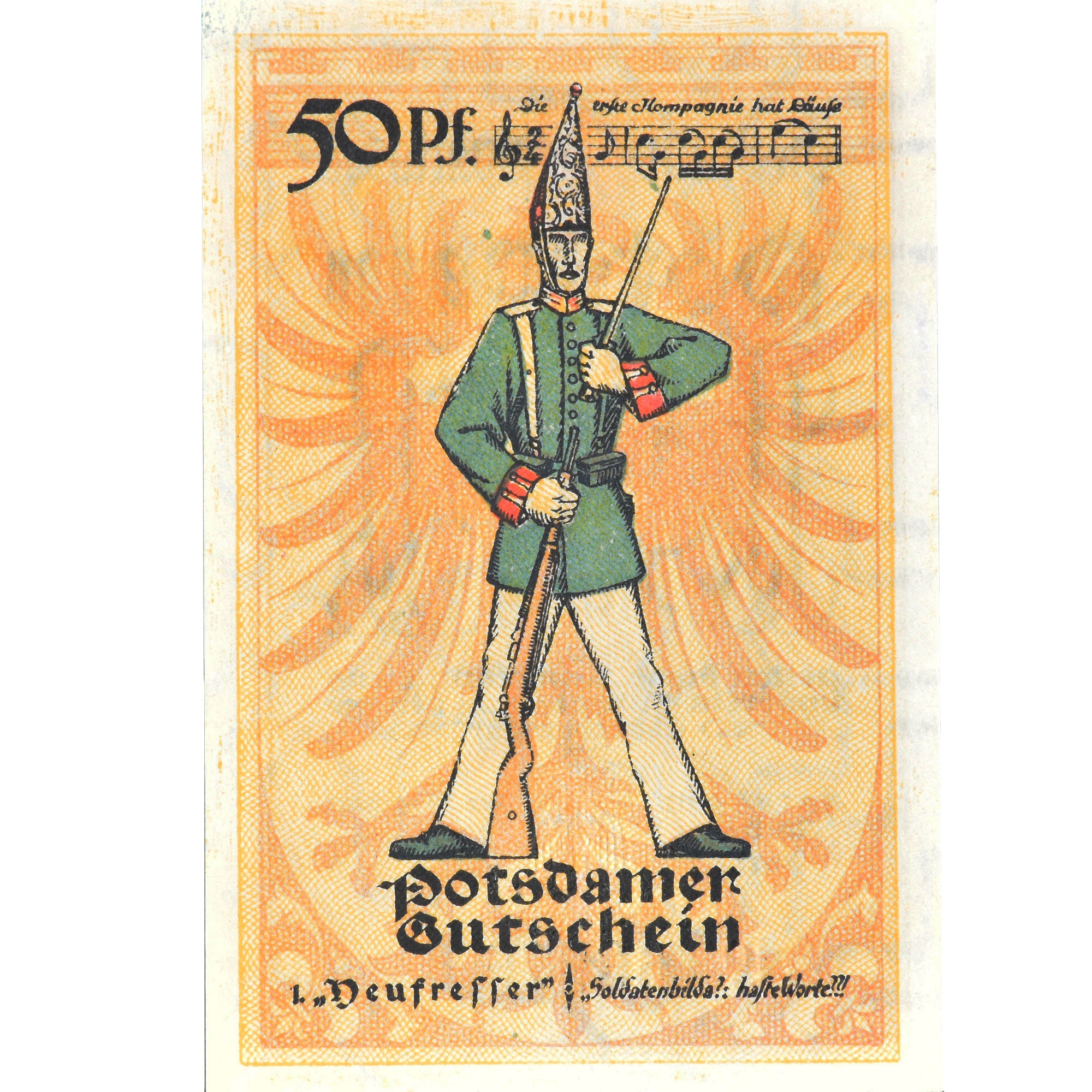 Banknot, Niemcy, Potsdam, 50 Pfennig, musicien 1922-04-01, UNC(63) Mehl:1069.1