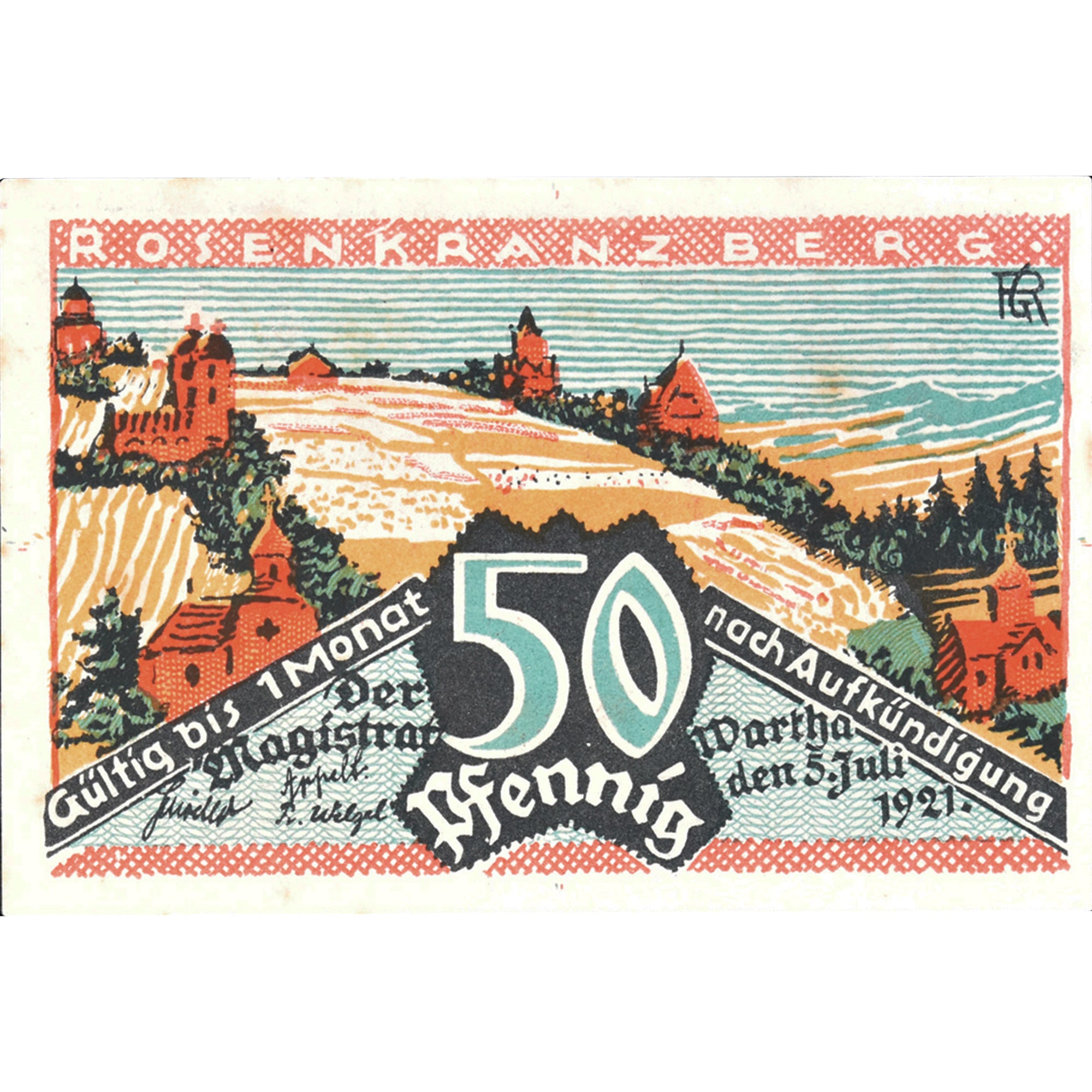 Geldschein, Deutschland, Wartha, 50 Pfennig, champs 1921-08-11, VZ Mehl:1381.1