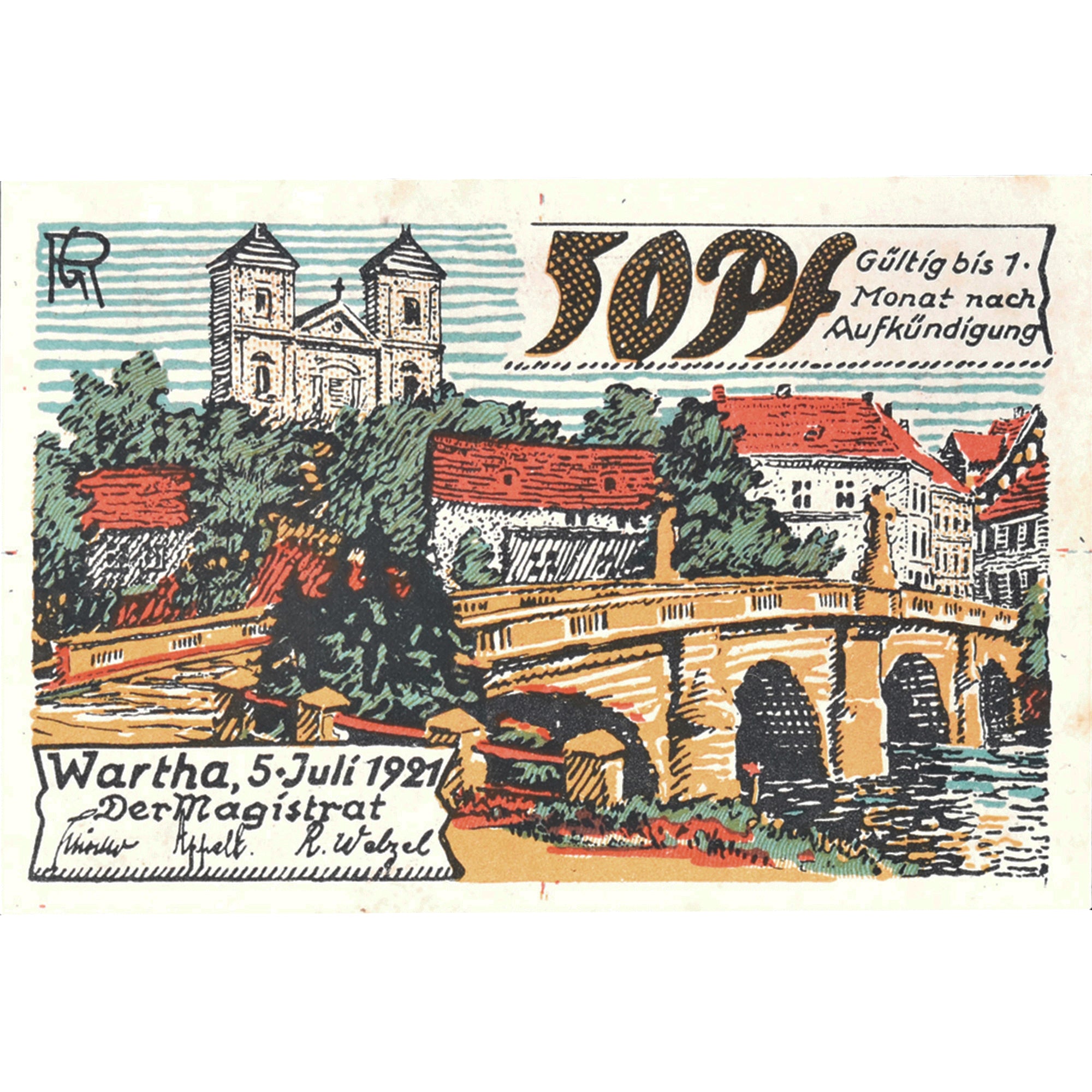 Banconote, Germania, Wartha, 50 Pfennig, pont 1921-07-05, SPL Mehl:1381.1