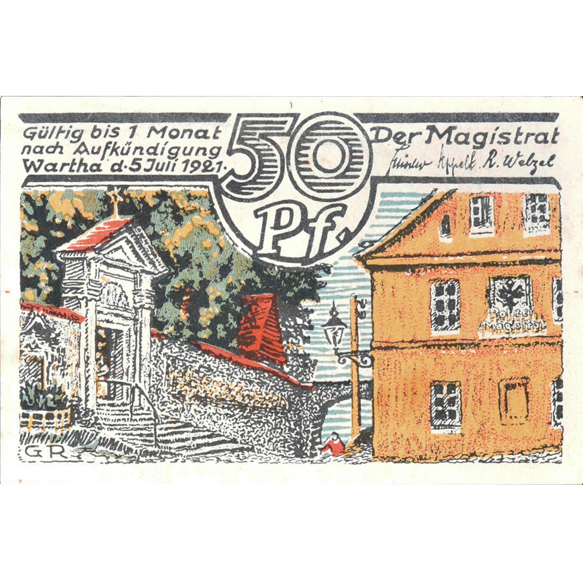 Geldschein, Deutschland, Wartha, 50 Pfennig, village 1921-07-05, UNZ-Mehl:1381.1
