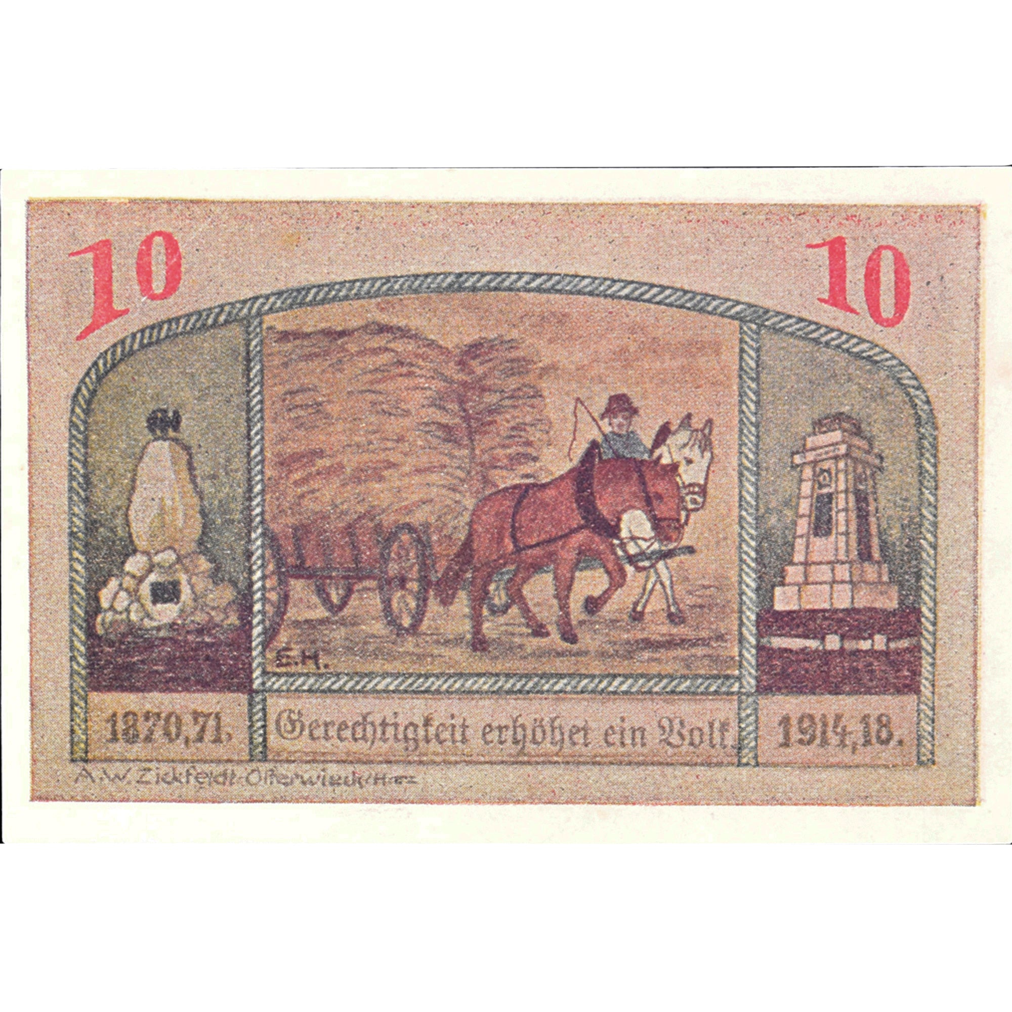 Banconote, Germania, Wasserleben, 10 Pfennig, blé, 1921, SPL, Mehl:1383.1