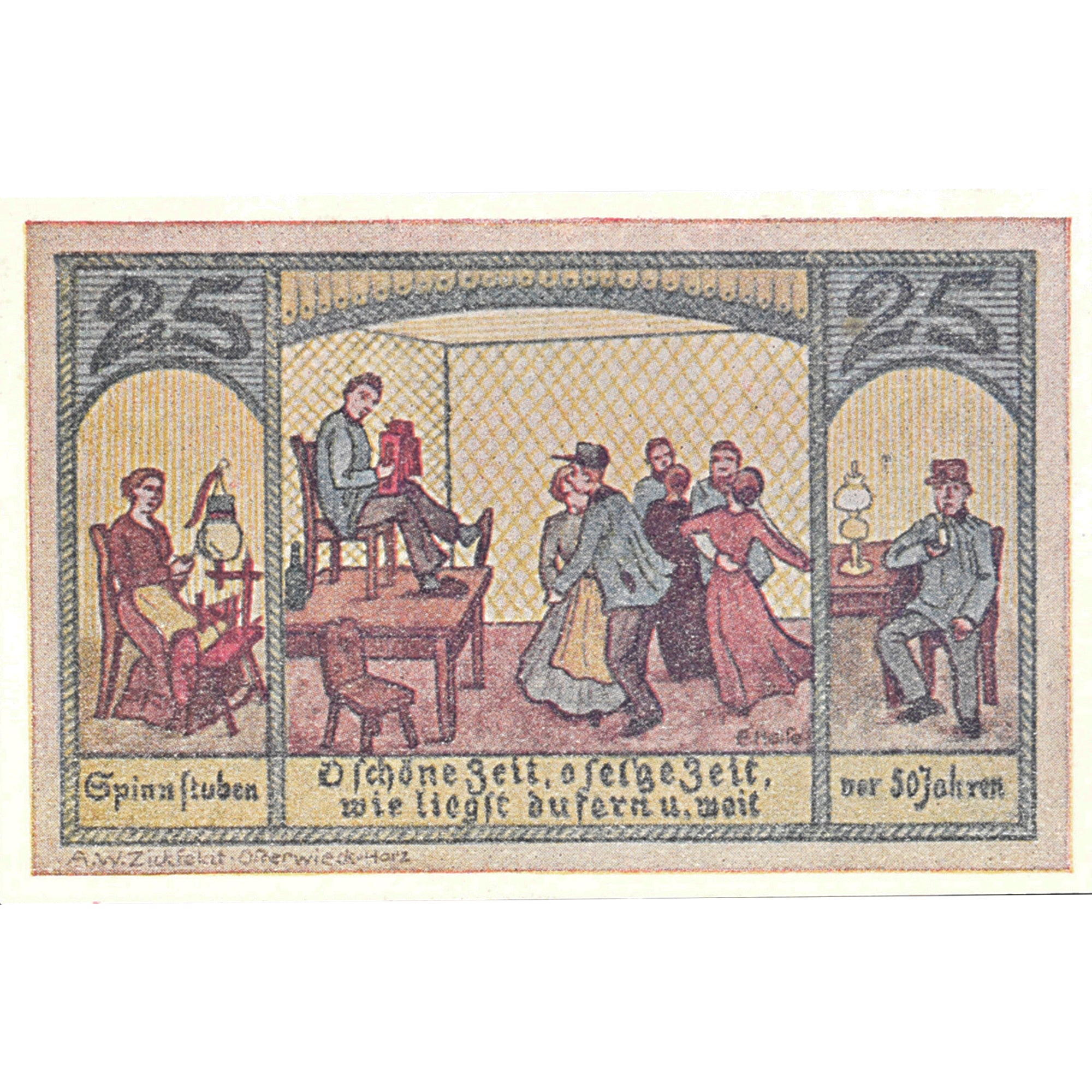 Banknot, Niemcy, Wasserleben, 25 Pfennig, danse, 1921, UNC(63), Mehl:1383.2
