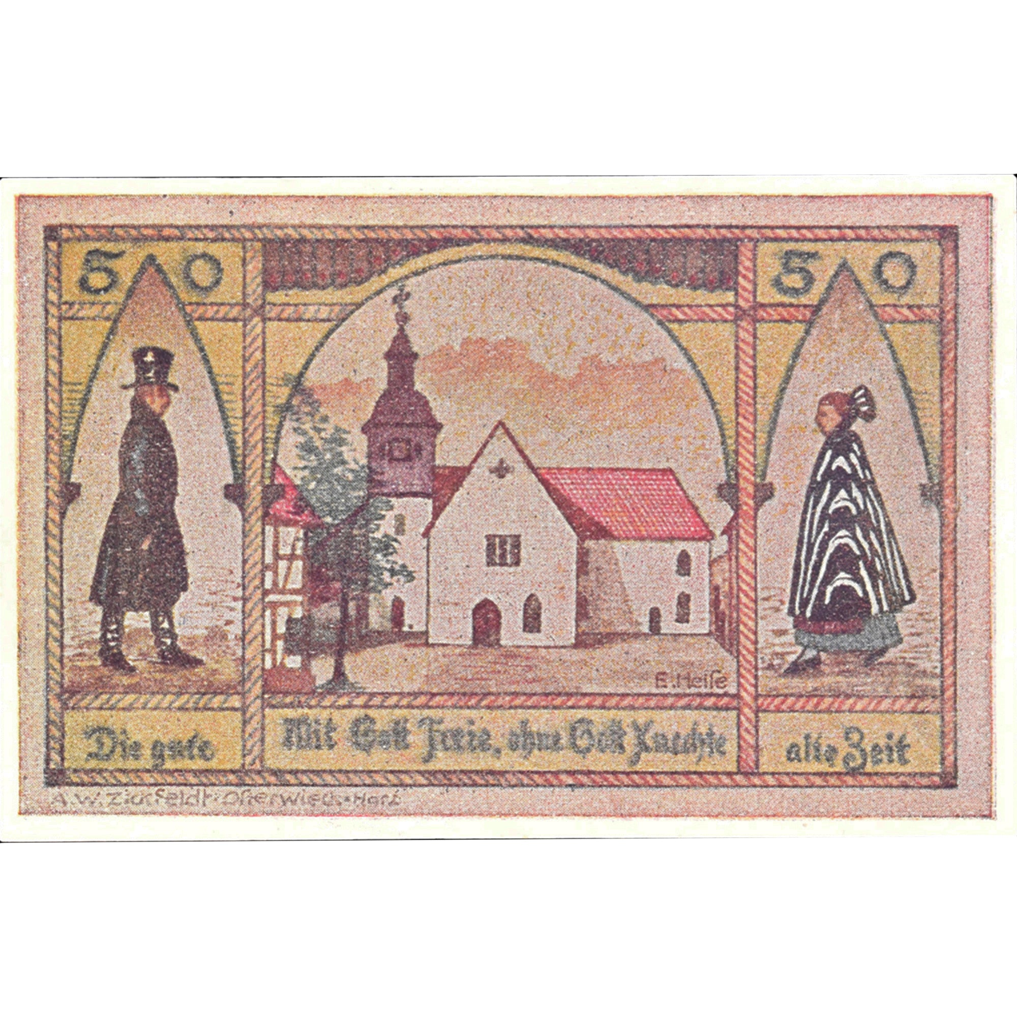 Banknot, Niemcy, Wasserleben, 50 Pfennig, Eglise, 1921, UNC(63), Mehl:1383.2