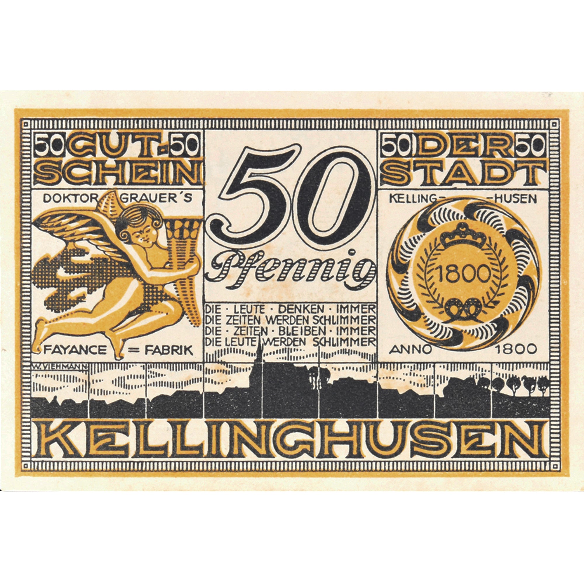 Banknot, Niemcy, Kellinghusen, 50 Pfennig, château, 1921, UNC(63), Mehl:688.2