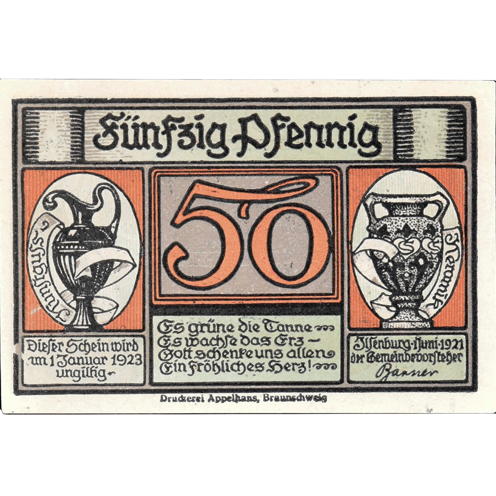 Geldschein, Deutschland, Ilsenburg, 50 Pfennig, paysage 1921 UNZ- Mehl:644.2