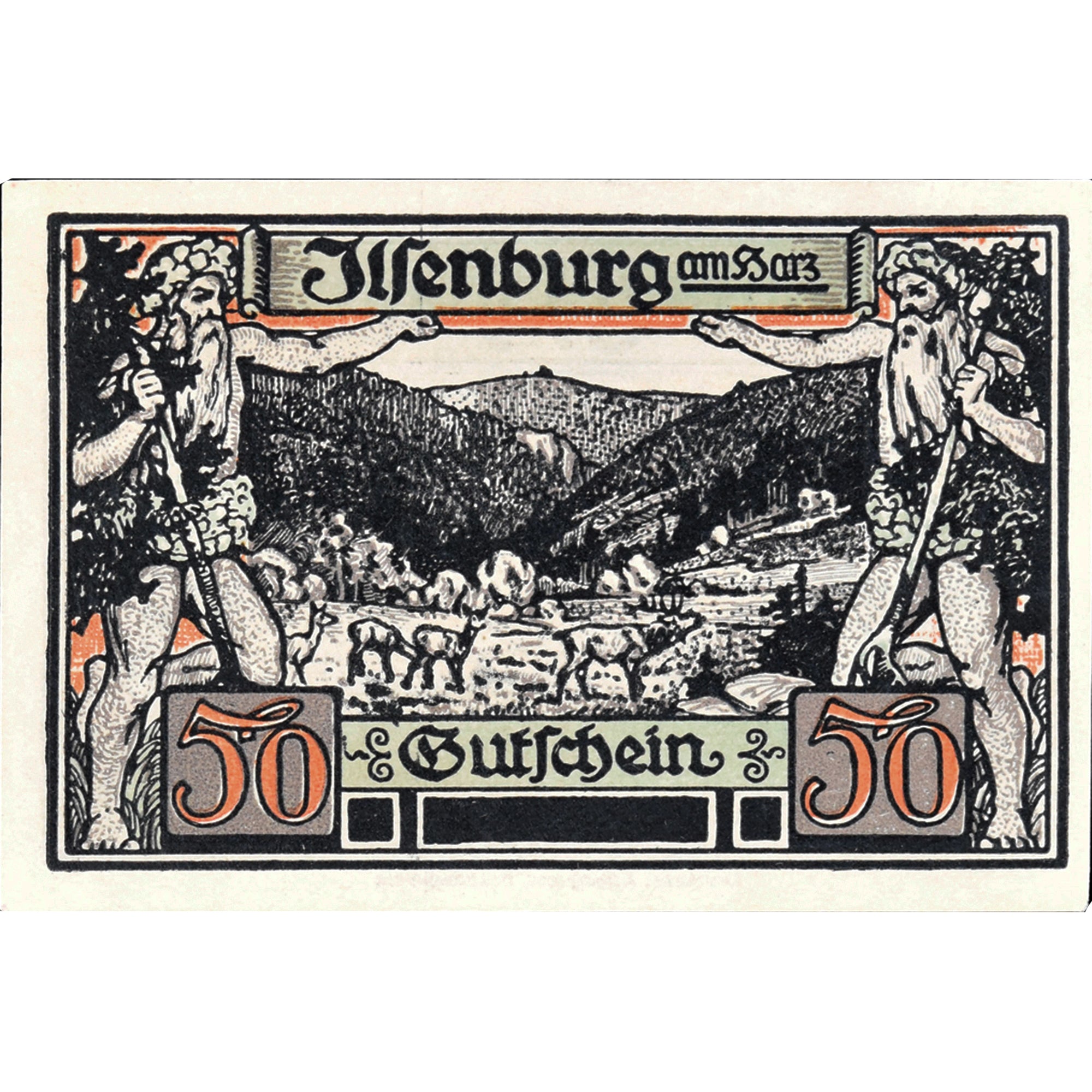 Geldschein, Deutschland, Ilsenburg, 50 Pfennig, paysage 1921 UNZ- Mehl:644.2