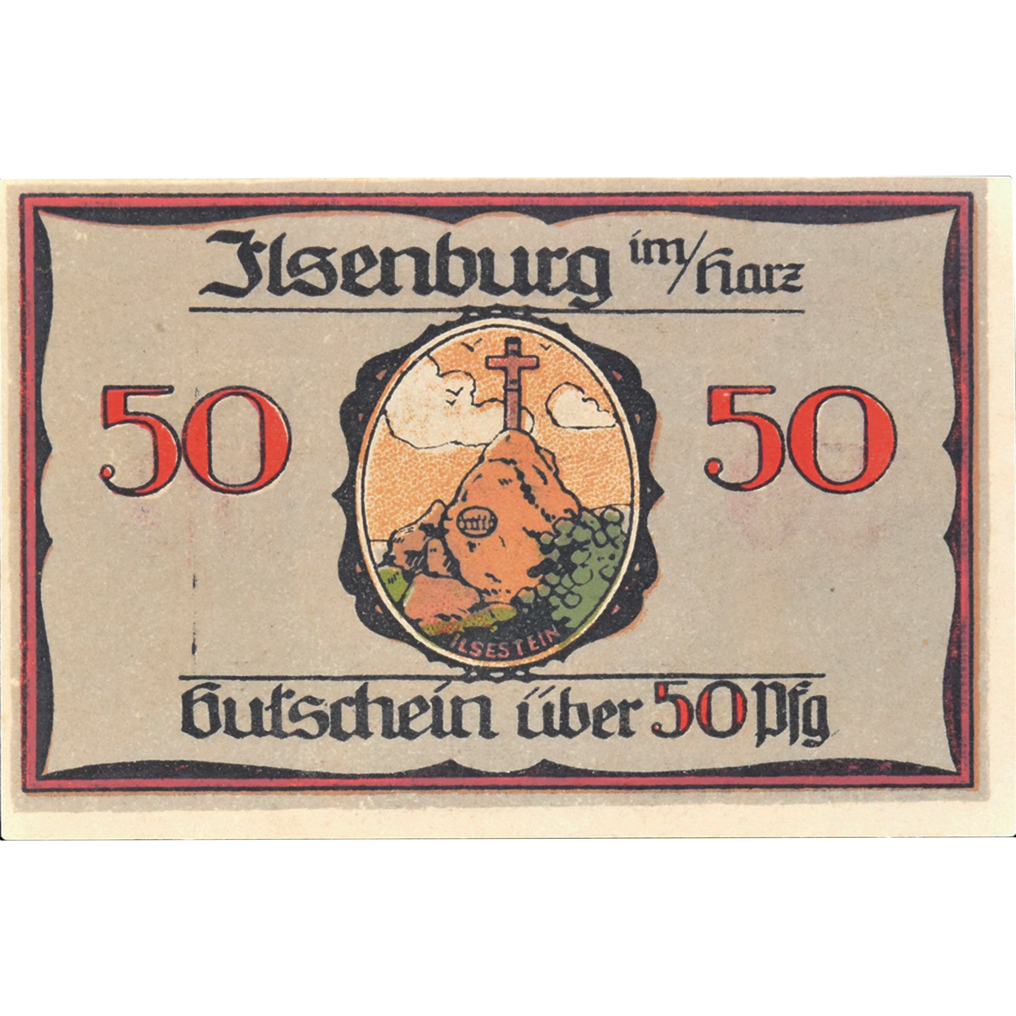 Geldschein, Deutschland, Ilsenburg, 50 Pfennig, rocher 1921 UNZ- Mehl:644.1