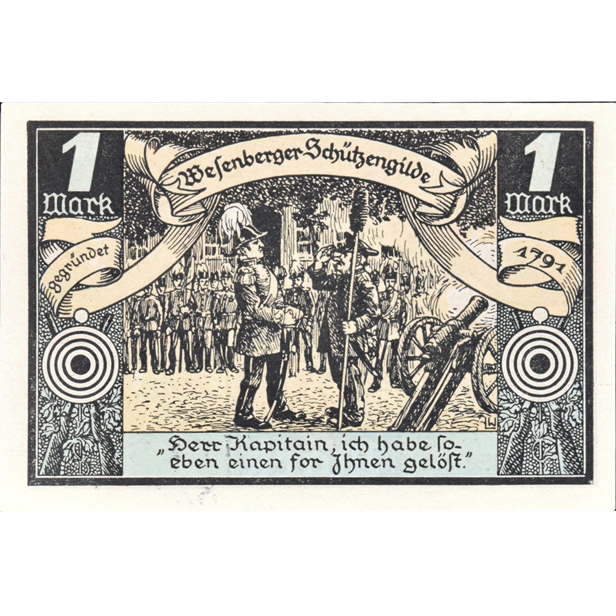 Geldschein, Deutschland, Wesenberg, 1 Mark, armée, 1921 VZ Mehl:1410.1