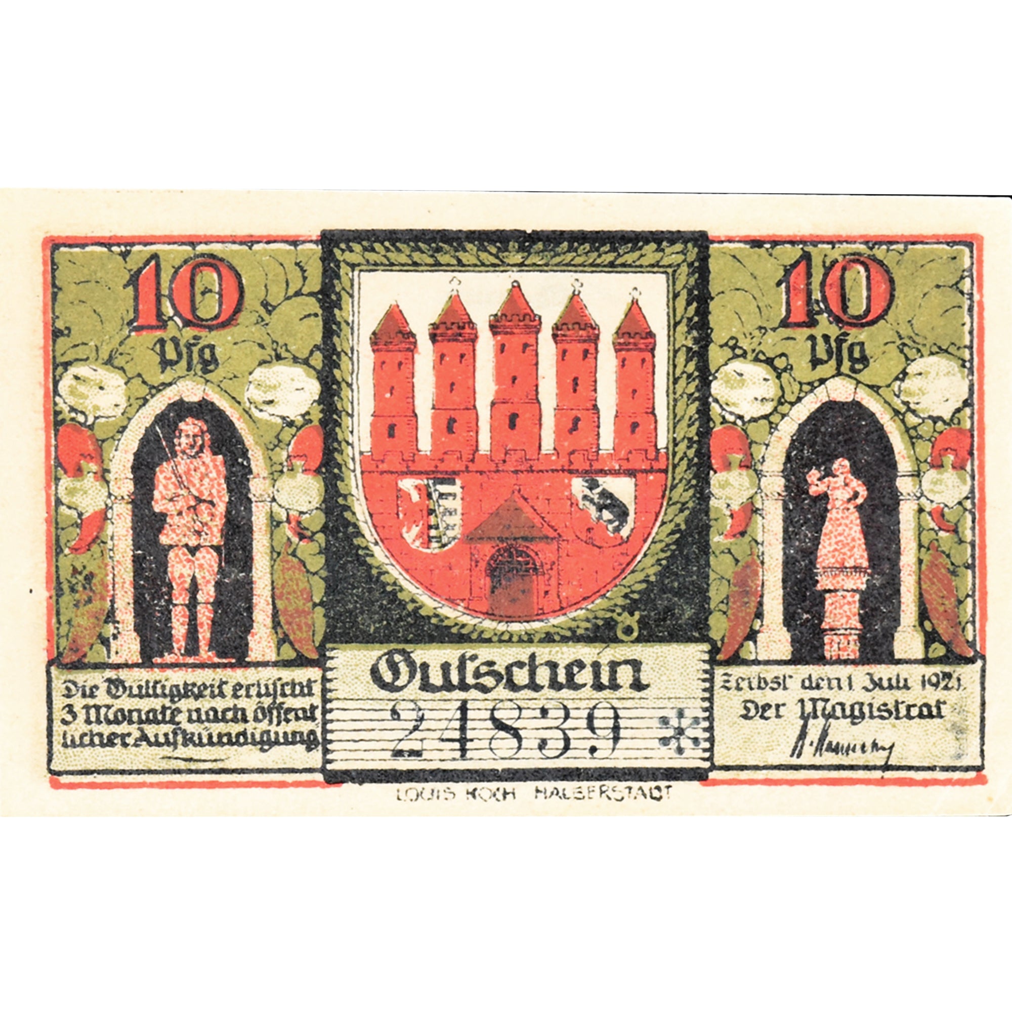 Geldschein, Deutschland, Zerbst, 10 Pfennig, château, 1921 UNZ- Mehl:1469.2