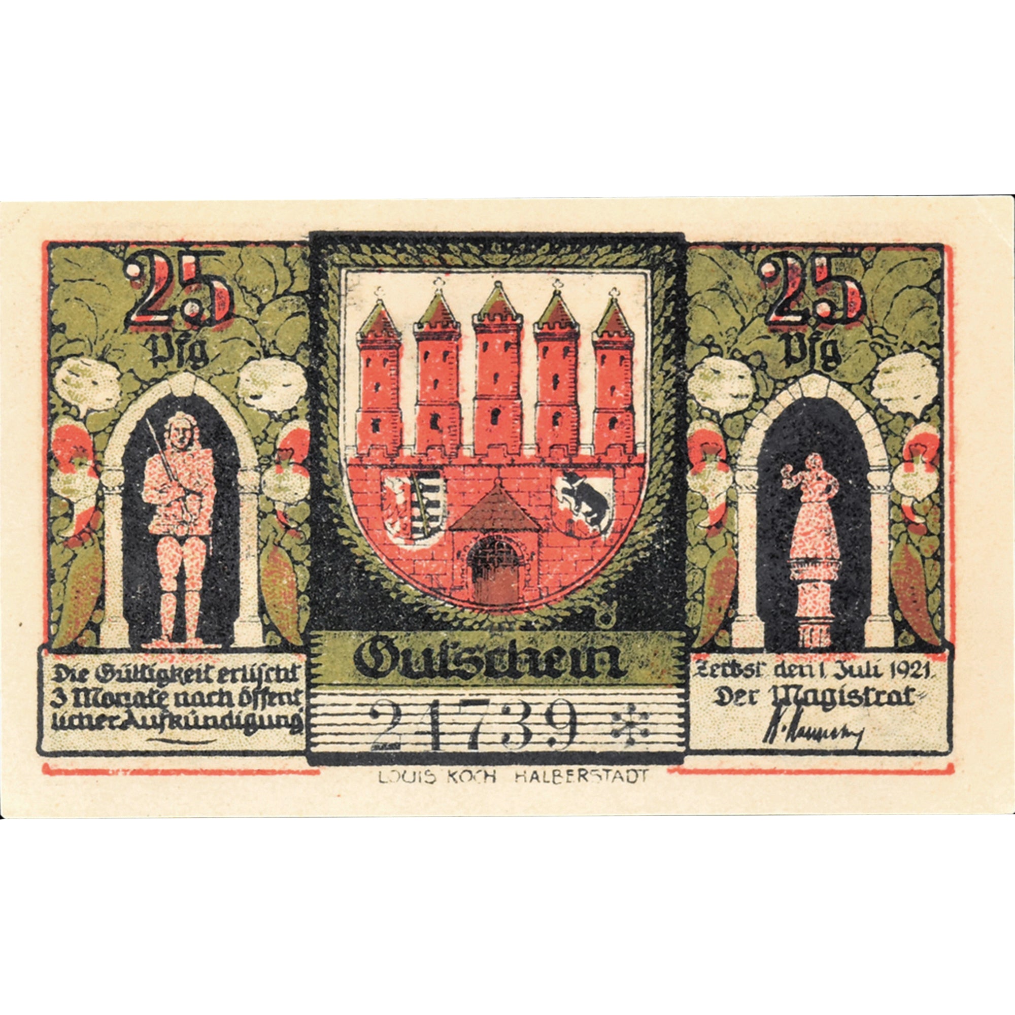 Banknot, Niemcy, Zerbst, 25 Pfennig, Maison, 1921-07-01, UNC(63) Mehl:1469.2