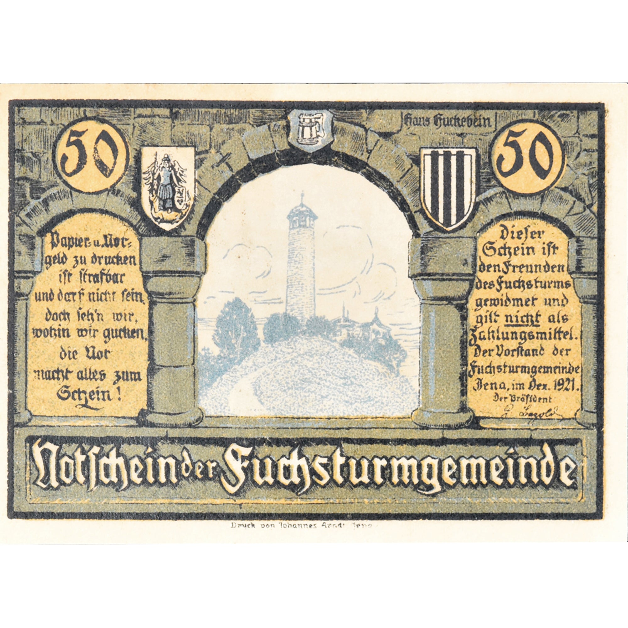 Banconote, Germania, Jena, 50 Pfennig, rue, 1921, SPL, Mehl:653.1a