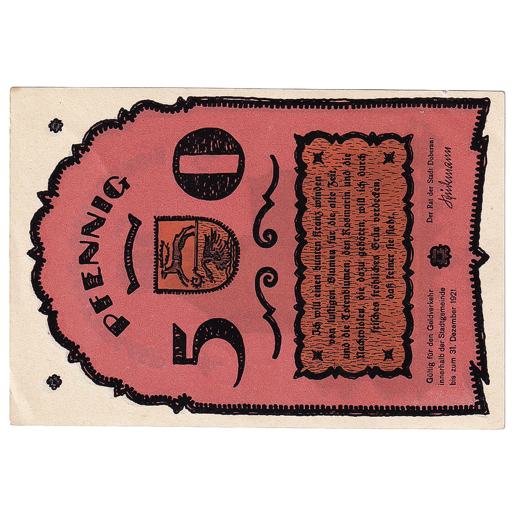 Banknot, Niemcy, Reutergeld, 50 Pfennig, Blason, 1921 UNC(60-62) Mehl:FS 276.3