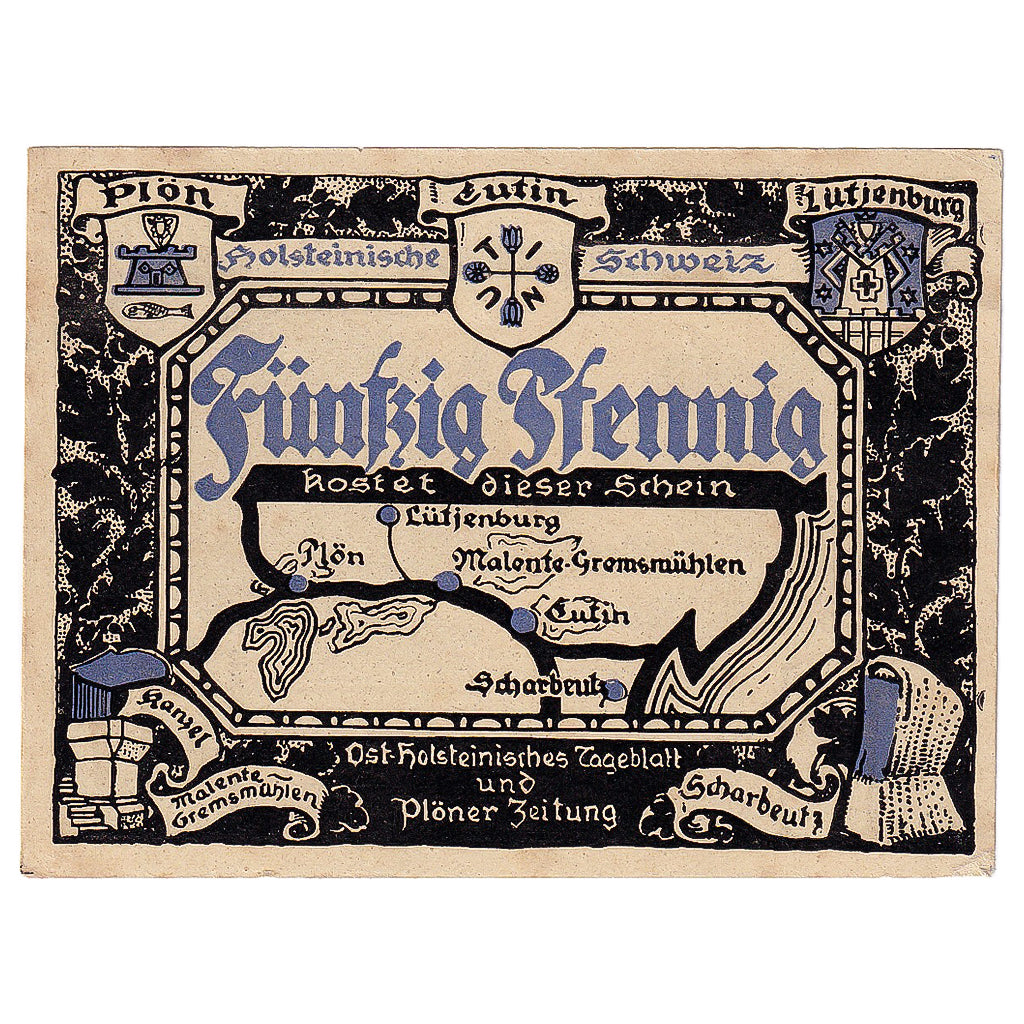 Banconote, Germania, Lutjenburg, 50 Pfennig, château, 1921, SPL-, Mehl:1063.8