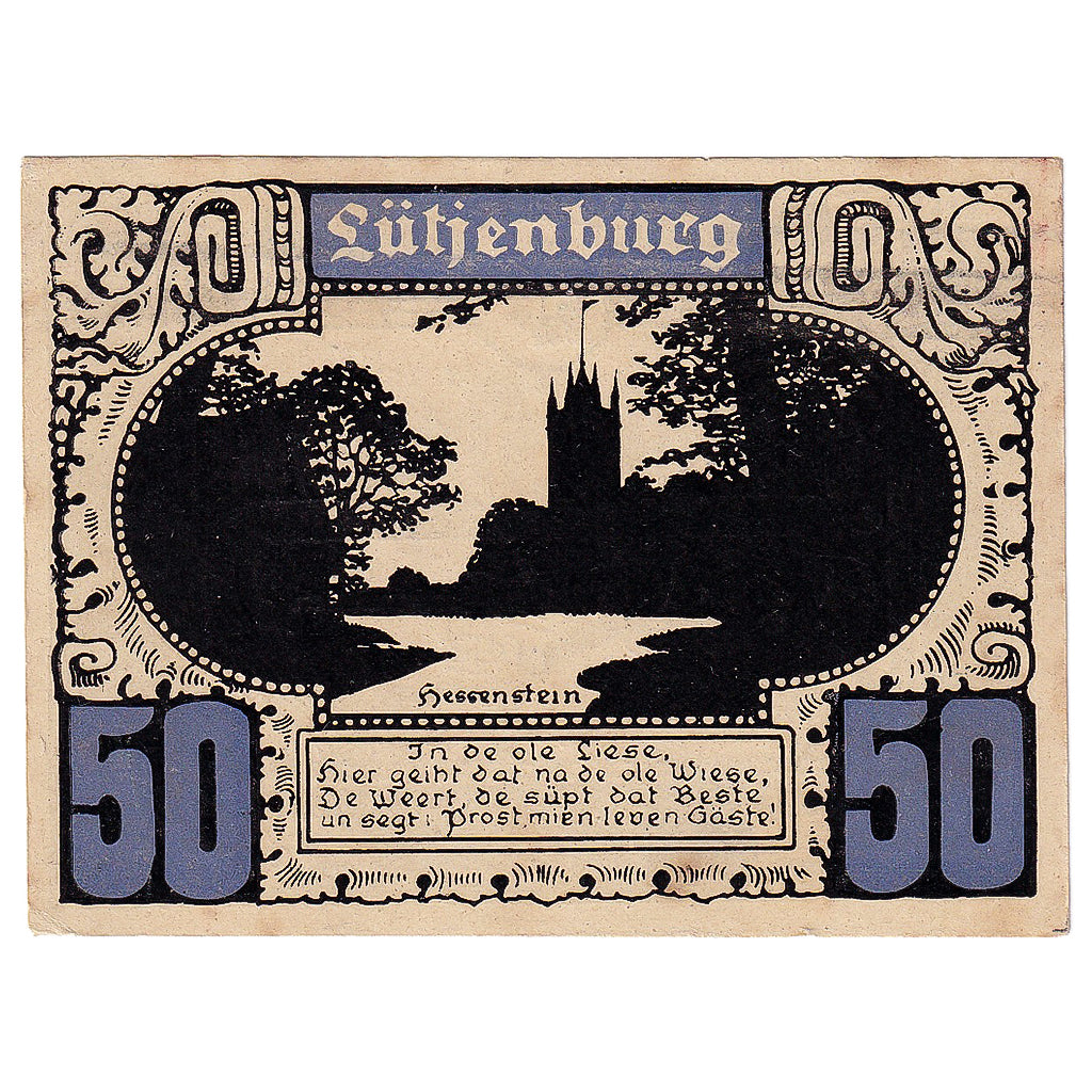 Banconote, Germania, Lutjenburg, 50 Pfennig, château, 1921, SPL-, Mehl:1063.8