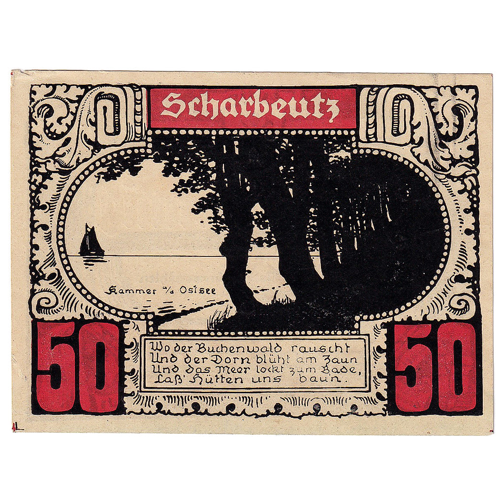 Geldschein, Deutschland, Scharbeutz, 50 Pfennig, paysage, 1921, VZ+, Mehl:1063.2