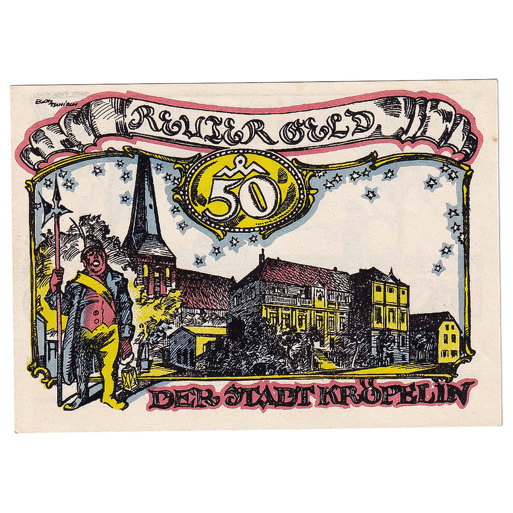 Geldschein, Deutschland, Kröpelin, 50 Pfennig, paysage, 1922 UNZ- Mehl:FS 754.1