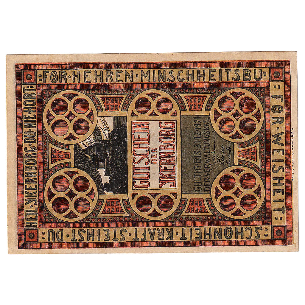 Banconote, Germania, Eckernförde, 1 Mark, porte, 1921, SPL, Mehl:307.1