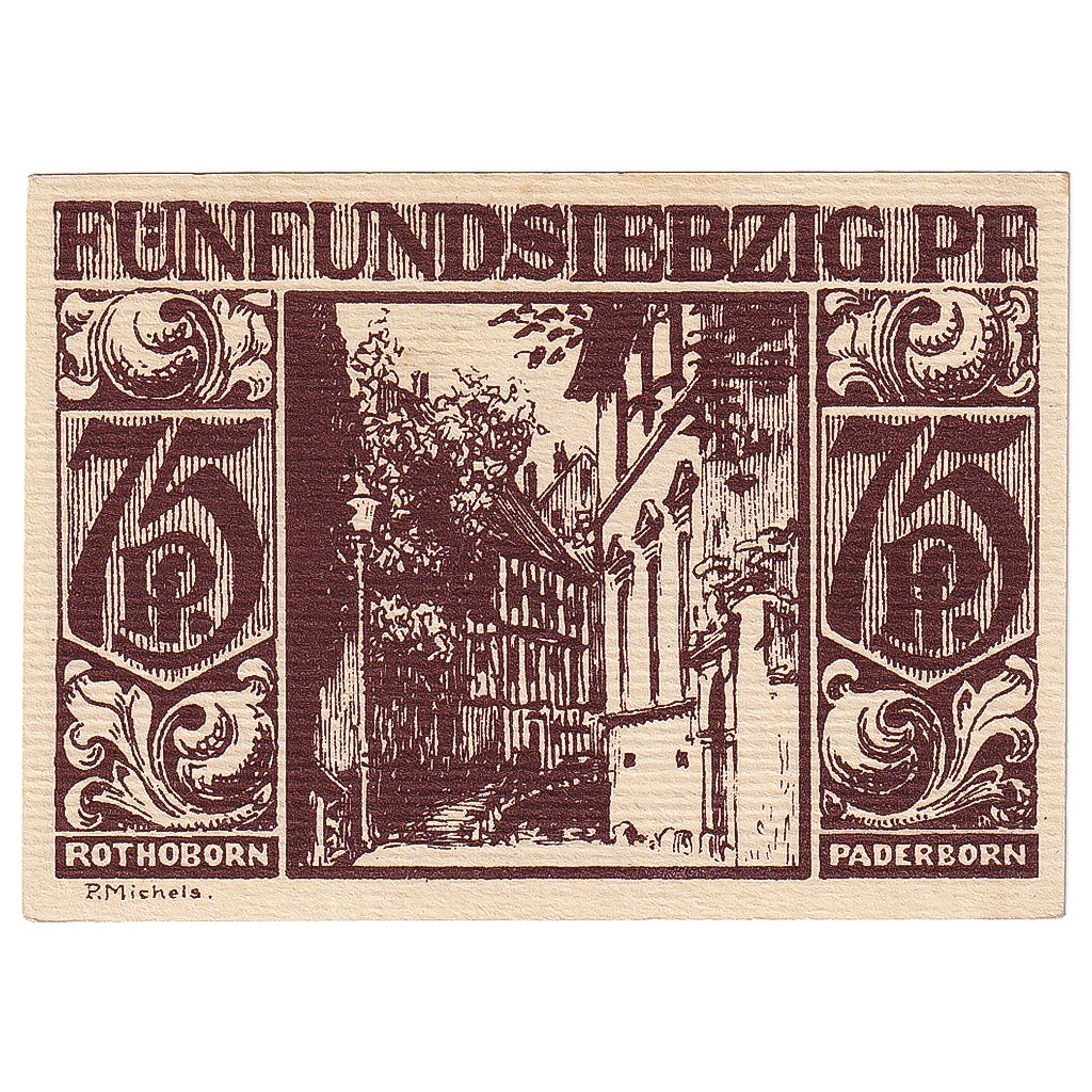 Banknot, Niemcy, Paderborn, 75 Pfennig, fontaine, 1921 UNC(63) Mehl:1043.5