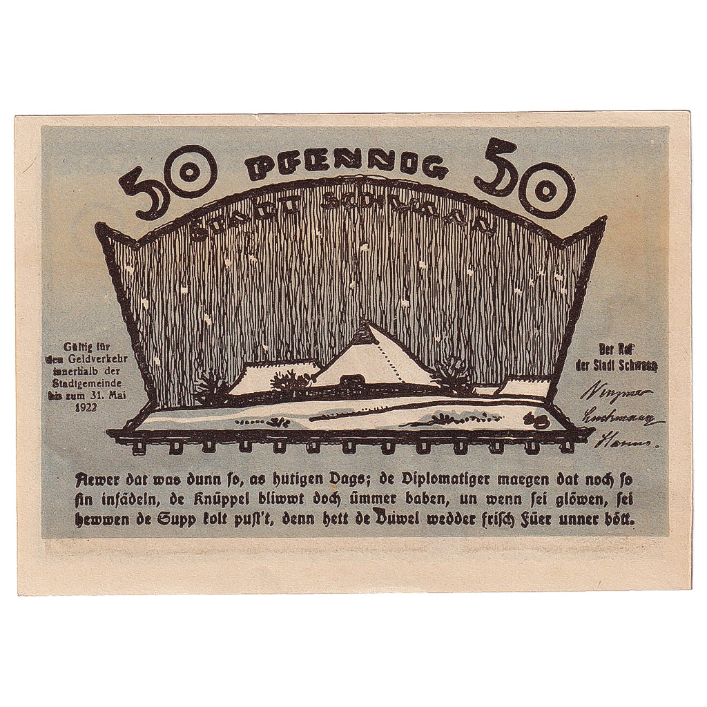 Geldschein, Deutschland, Schwann, 50 Pfennig, village, 1922 UNZ- Mehl:1203.2