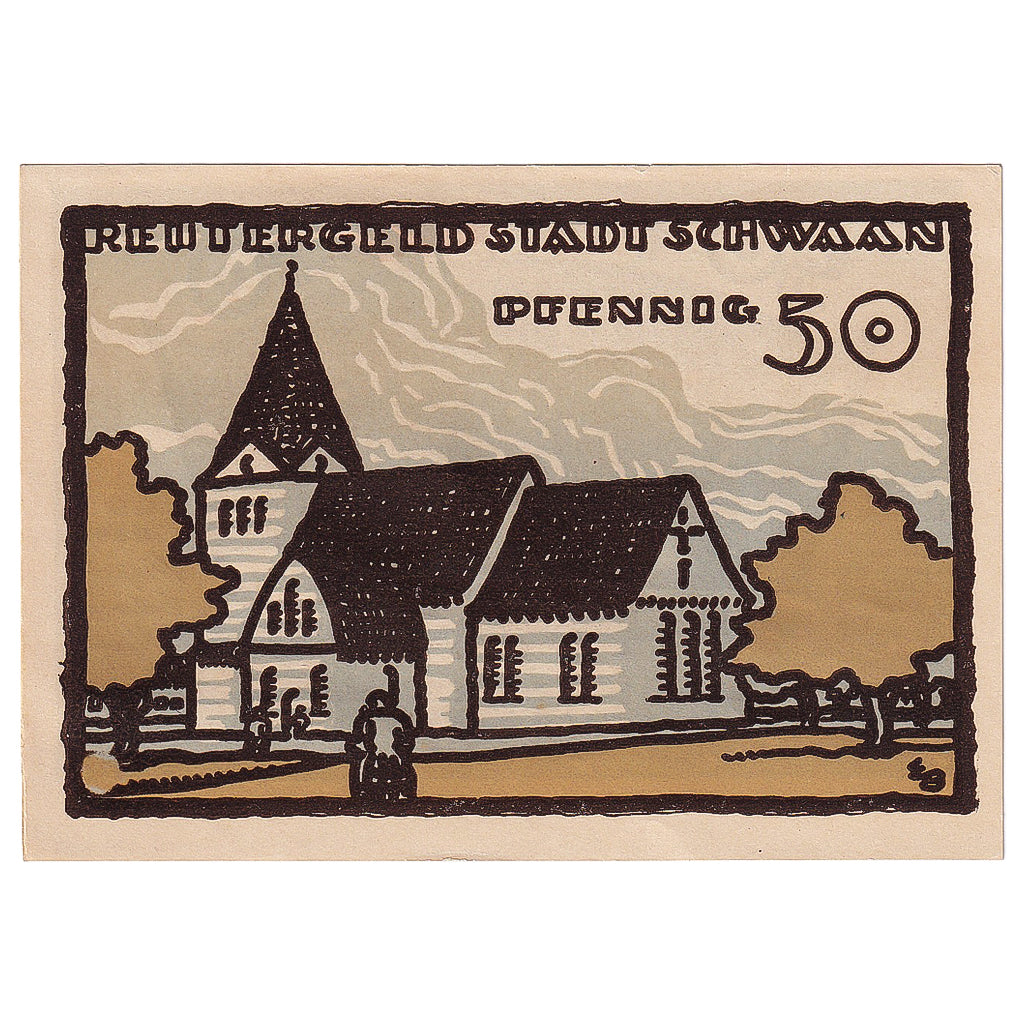 Geldschein, Deutschland, Schwann, 50 Pfennig, village, 1922 UNZ- Mehl:1203.2