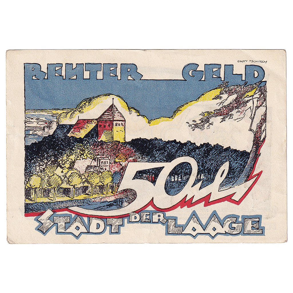 Geldschein, Deutschland, Laage, 50 Pfennig, paysage 1922-02-28, SS Mehl:1754.1