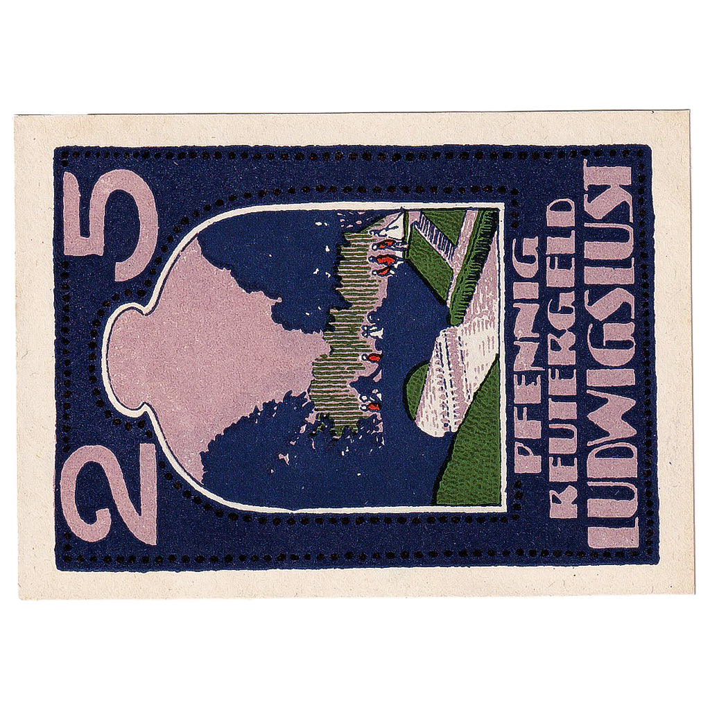 Banknot, Niemcy, Ludwigslust, 25 Pfennig, personnage, 1922, UNC(63) Mehl:818.1