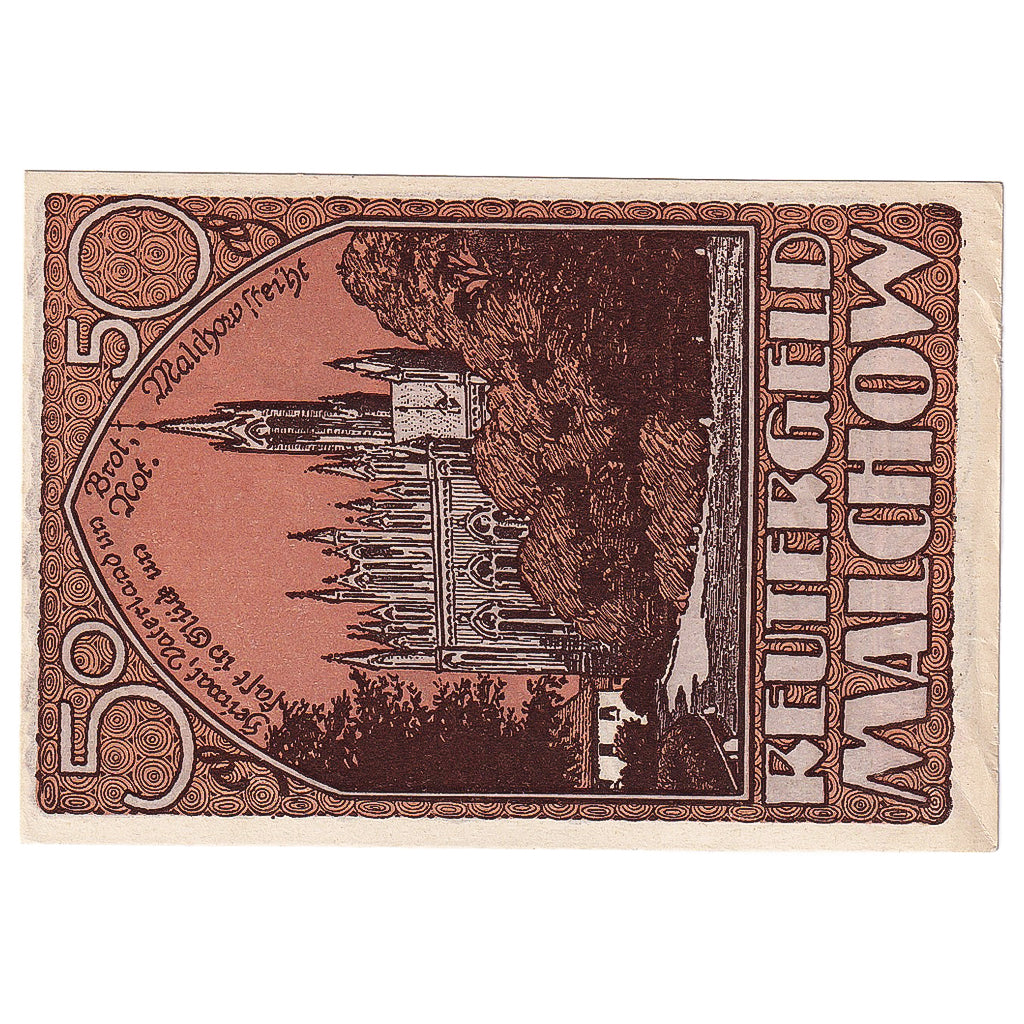 Geldschein, Deutschland, malchow, 50 Pfennig, Eglise, 1921, UNZ-, Mehl:1409.1a