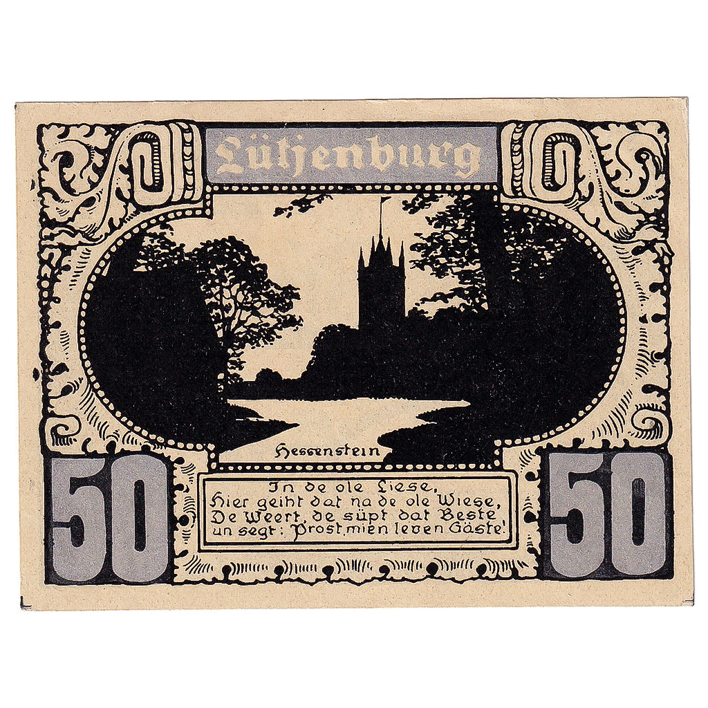 Banknot, Niemcy, Lutjenburg, 50 Pfennig, château, 1921, UNC(63), Mehl:1063.8
