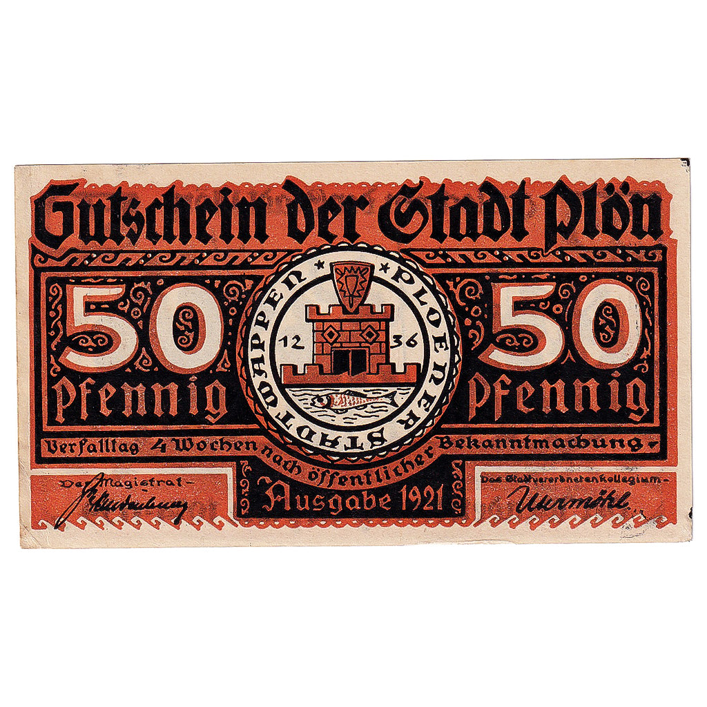 Banknot, Niemcy, Plön, 50 Pfennig, personnage, 1921, EF(40-45), Mehl:1064.2a