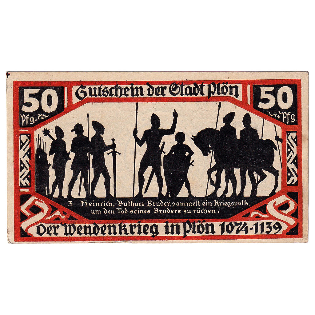 Banknot, Niemcy, Plön, 50 Pfennig, personnage, 1921, EF(40-45), Mehl:1064.2a