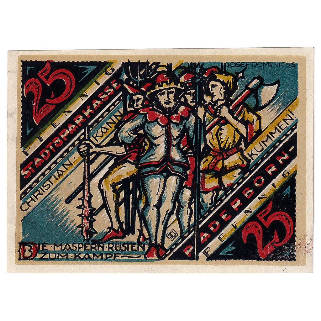 Banconote, Germania, Paderborn, 25 Pfennig, Blason, 1921 SPL Mehl:1043.3