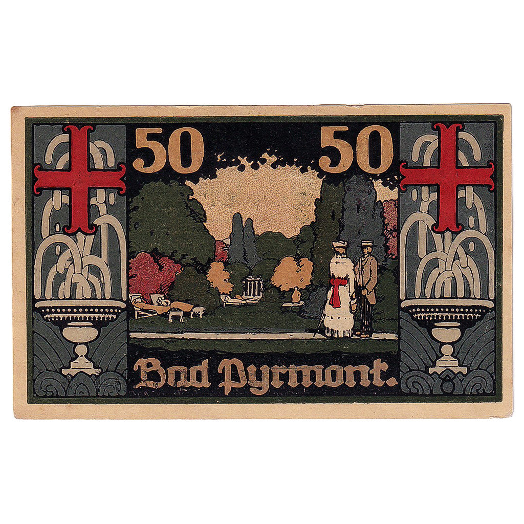 Geldschein, Deutschland, Pyrmont, 50 Pfennig, jardin 1921-02-02 UNZ- Mehl:1085.1