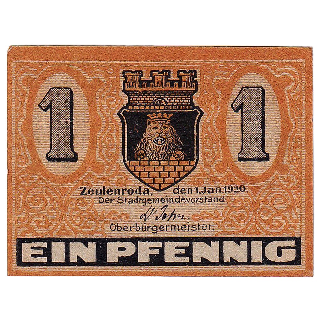 Geldschein, Deutschland, Zeulenroda, 1 Pfennig, Lion 1920-01-01, UNZ- Mehl:Z8.8a