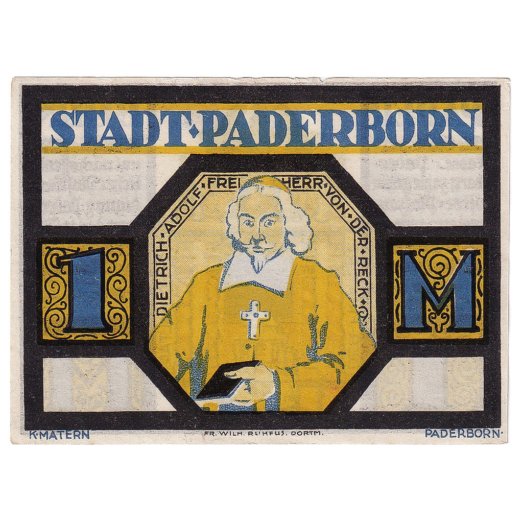 Banconote, Germania, Paderborn, 1 Mark, portrait 1921-11-10, SPL Mehl:1043.1