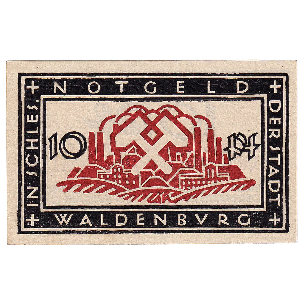 Banknot, Niemcy, Waldenburg, 10 Pfennig, Usine, 1921, UNC(63), Mehl:1371.14